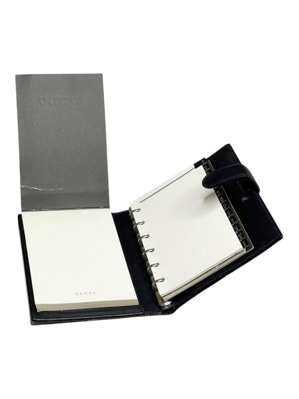 Vintage: Gucci ♛ Small Leather Daily Organizer Book ♛ Gold Logo Hardware Plaque - Picture 8 of 16